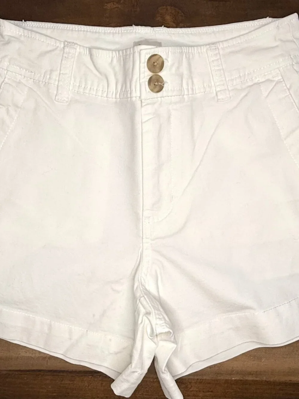 A New Day - White High Rise Chino: Shorts Stretch Cotton Double Button | Size 4
